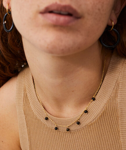 Recuerdo Collar Guirnalda Bolitas Negro