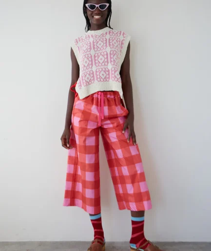 Pantalon Bomba Vichy Rojo