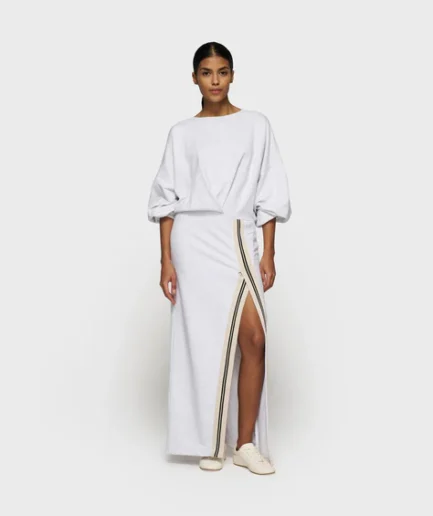 339 Long Wrap Dress Gathering