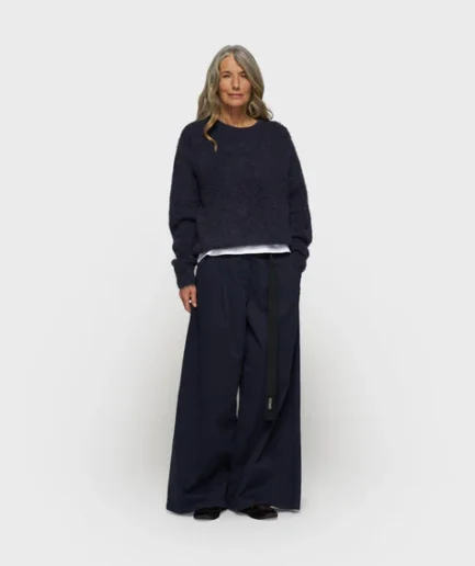 051 Wide Pants Twill Dark Navy