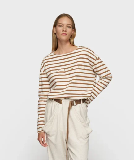 775 Boat Neck Top Stripes